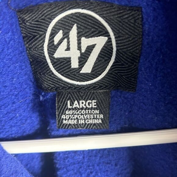 🔥🏀 Vintage PHILADELPHIA 76ers NBA Logo HOODIE SWEATSHIRT ‘47 Brand Sz Lg - EUC - Picture 8 of 10